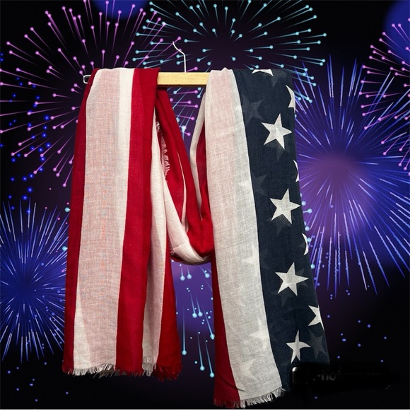 American Flag Stars and Stripes Lightweight Scarf by Old Navy, NWOT - Picture 7 of 9